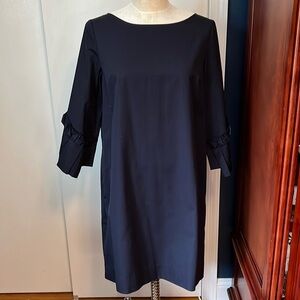 COS Navy Blue Shift Dress with Bow-Cuff Sleeves